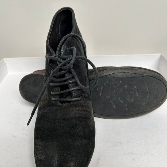 MARSELL Rare Lace Up Suede Chunky Heeled Oxford Booties Distressed Look Sz 37.5 - Picture 3 of 8